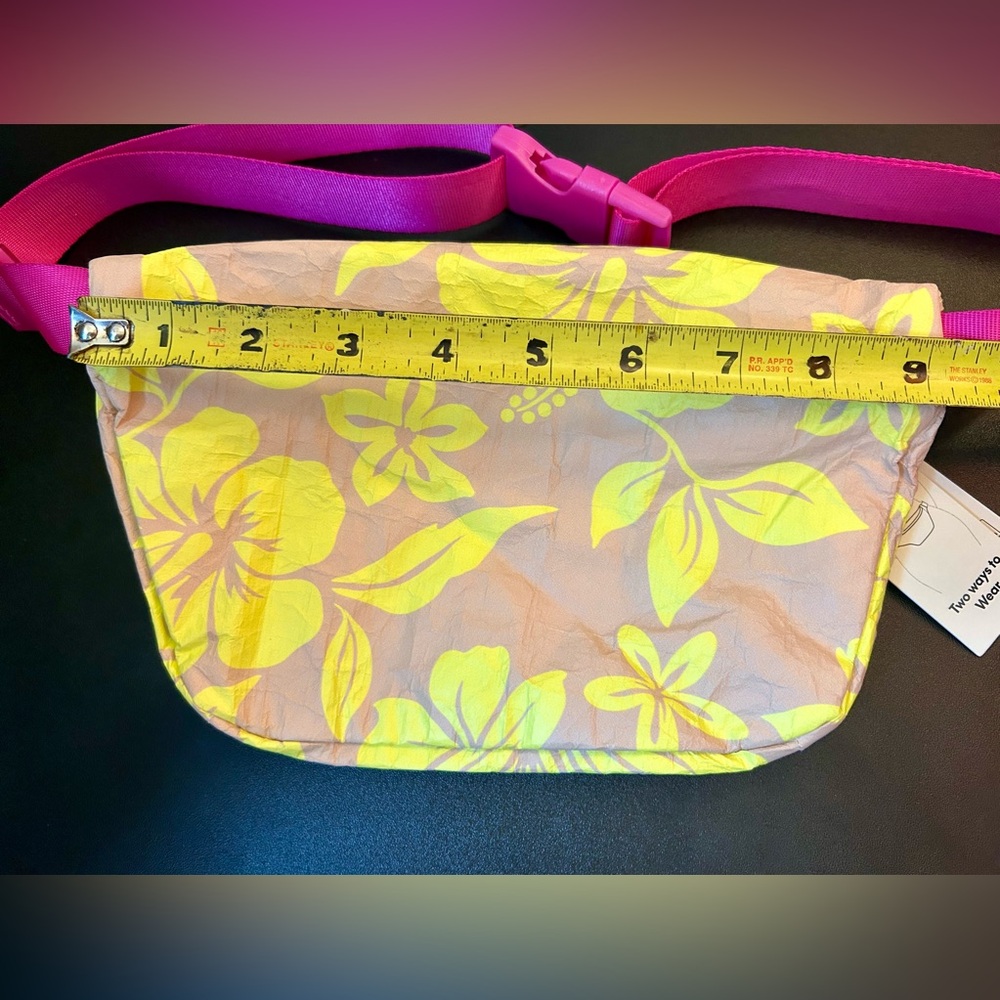 Waist Pack Pink Yellow Blue Tropical Floral Colorful Fanny Crossbody Belt Bag - Picture 3 of 7